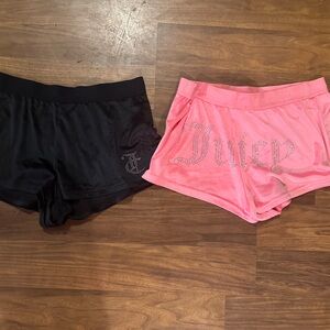 Juicy Couture Black and Pink Velour Shorts with Crystal Logo